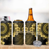 Vanuatu 4 in 1 Can Cooler Tumbler Hibisus Polynesian Pattern Gold - Polynesian Pride