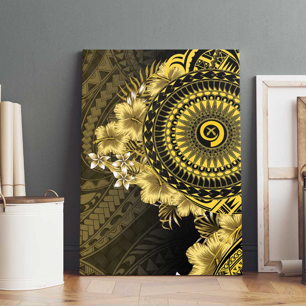 Vanuatu Canvas Wall Art Hibisus Polynesian Pattern Gold - Polynesian Pride