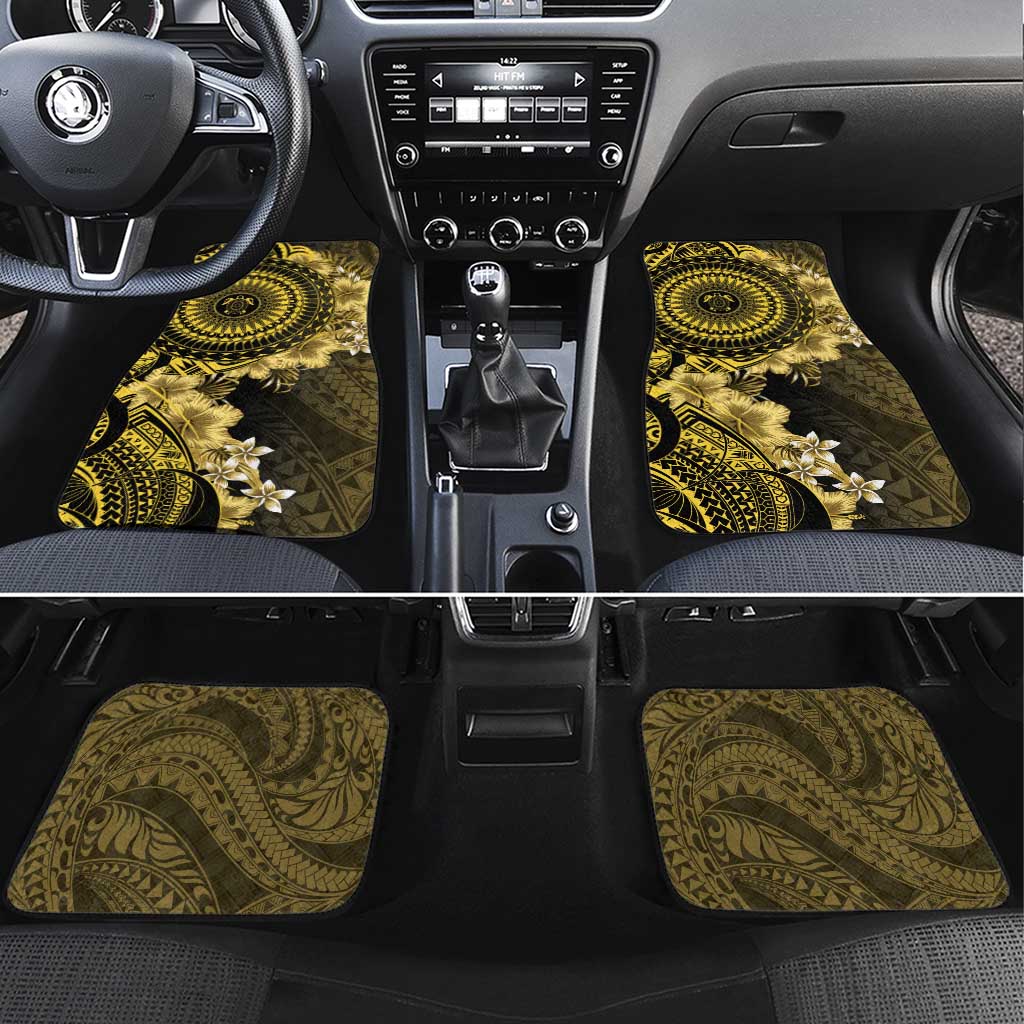 Vanuatu Car Mats Hibisus Polynesian Pattern Gold - Polynesian Pride