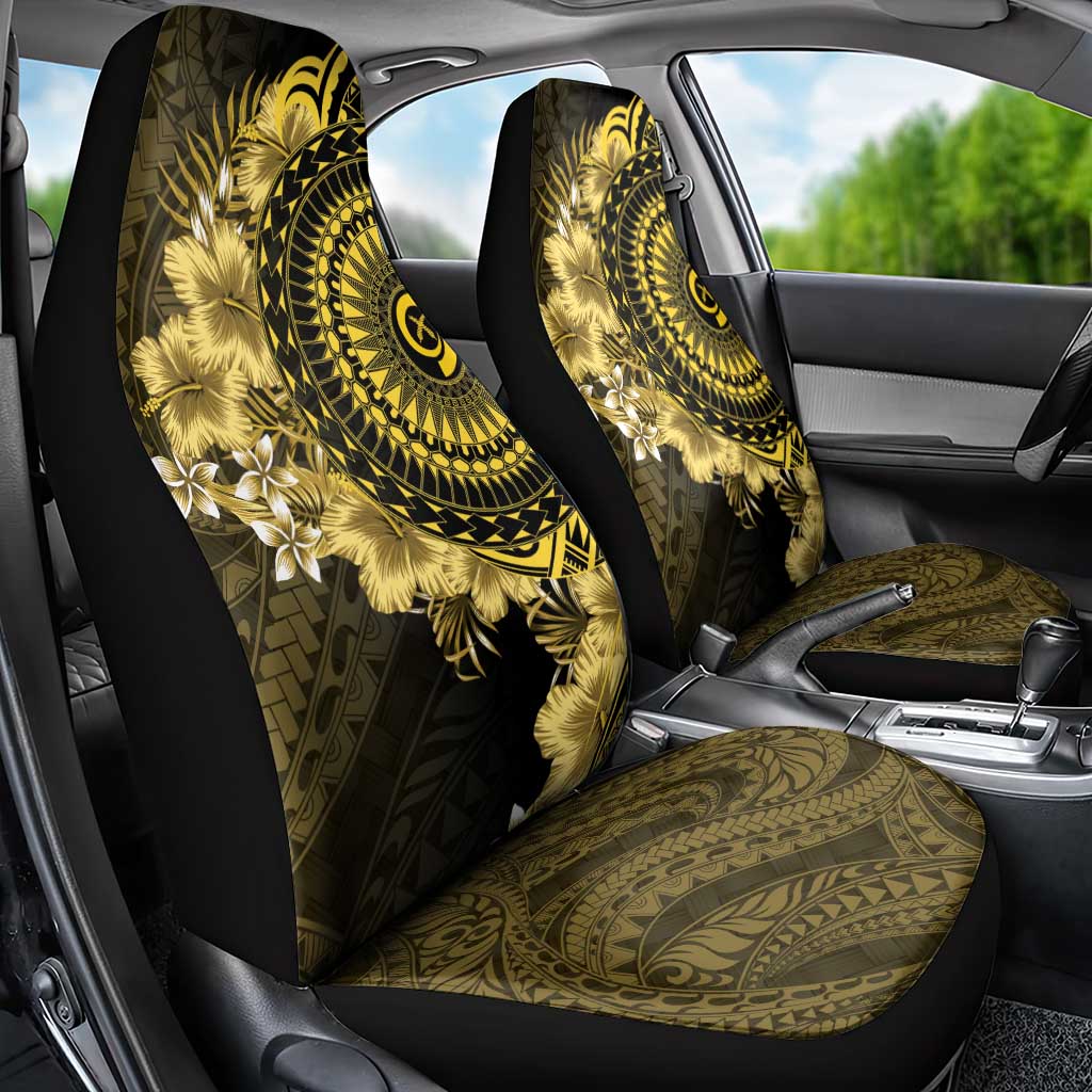 Vanuatu Car Seat Cover Hibisus Polynesian Pattern Gold - Polynesian Pride
