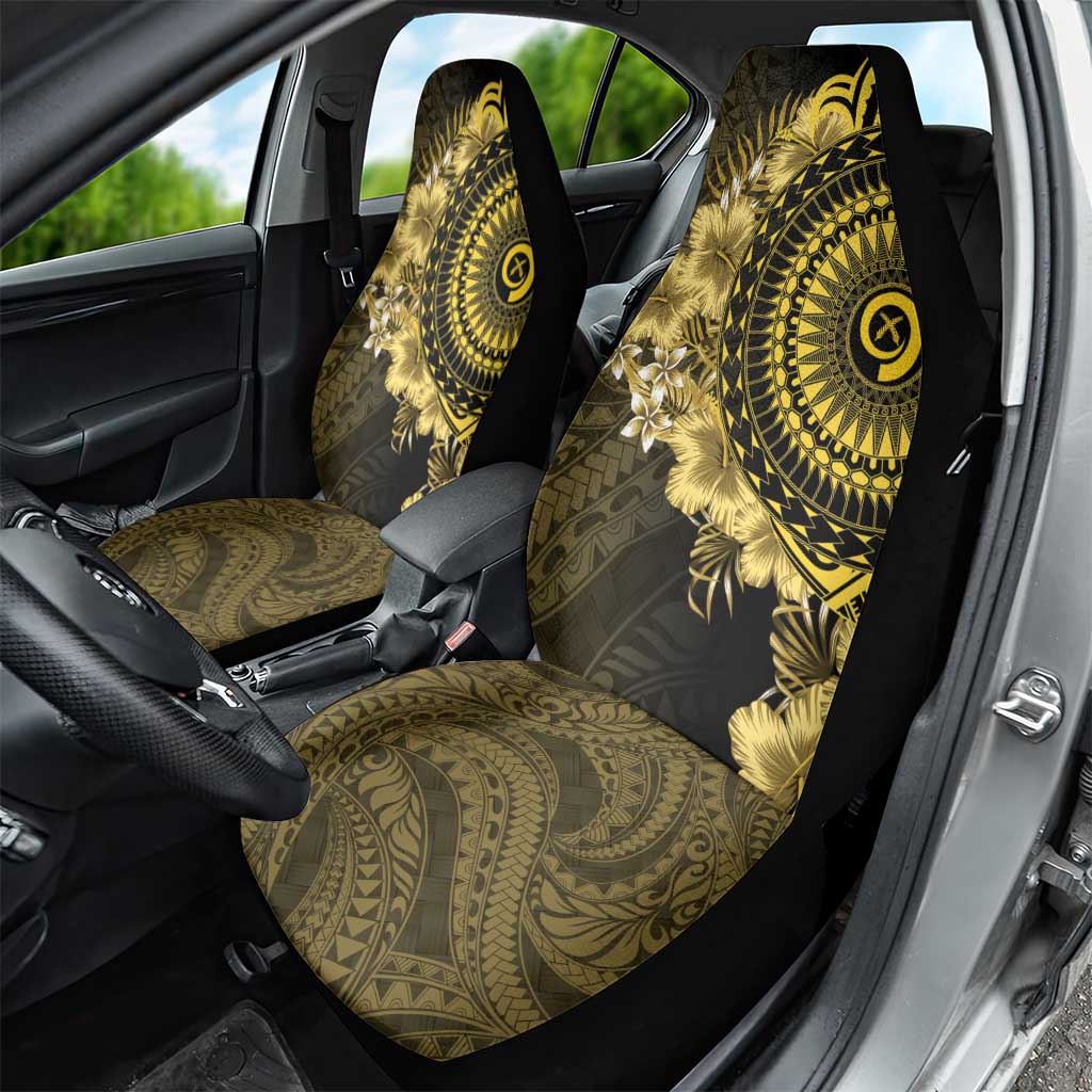 Vanuatu Car Seat Cover Hibisus Polynesian Pattern Gold - Polynesian Pride