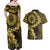 Vanuatu Couples Matching Off Shoulder Maxi Dress and Hawaiian Shirt Hibisus Polynesian Pattern Gold - Polynesian Pride