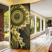Vanuatu Door Cover Hibisus Polynesian Pattern Gold - Polynesian Pride