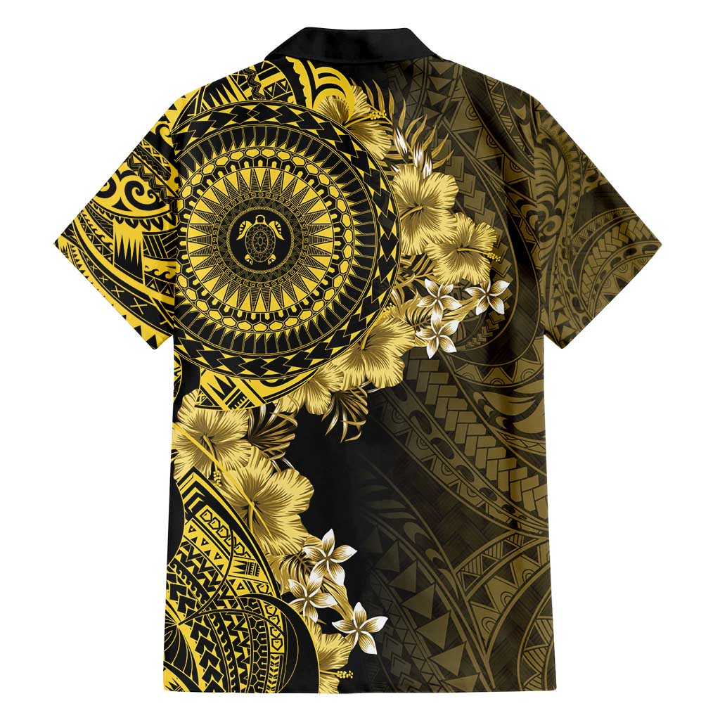 Vanuatu Family Matching Long Sleeve Bodycon Dress and Hawaiian Shirt Hibisus Polynesian Pattern Gold - Polynesian Pride