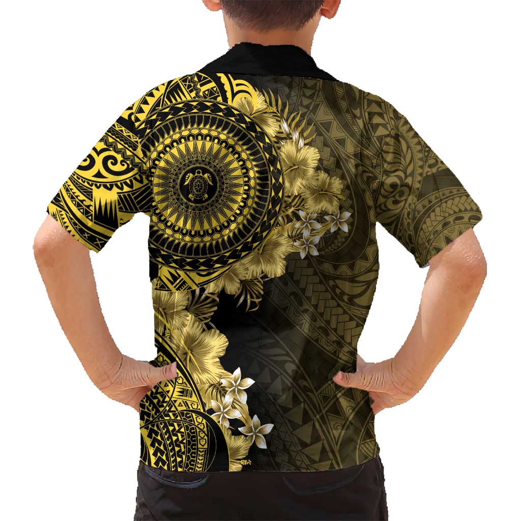 Vanuatu Family Matching Puletasi and Hawaiian Shirt Hibisus Polynesian Pattern Gold - Polynesian Pride