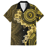 Vanuatu Family Matching Short Sleeve Bodycon Dress and Hawaiian Shirt Hibisus Polynesian Pattern Gold - Polynesian Pride