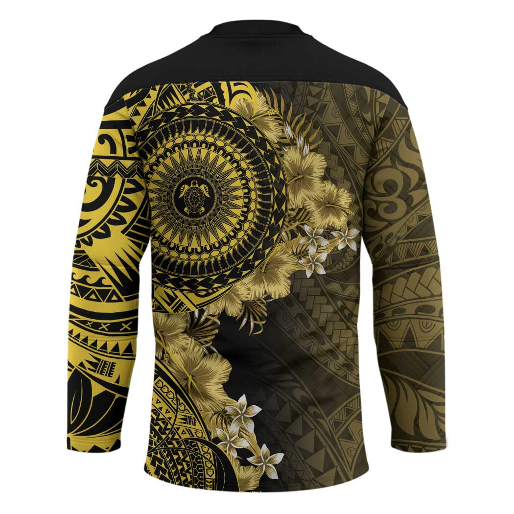Vanuatu Hockey Jersey Hibisus Polynesian Pattern Gold - Polynesian Pride