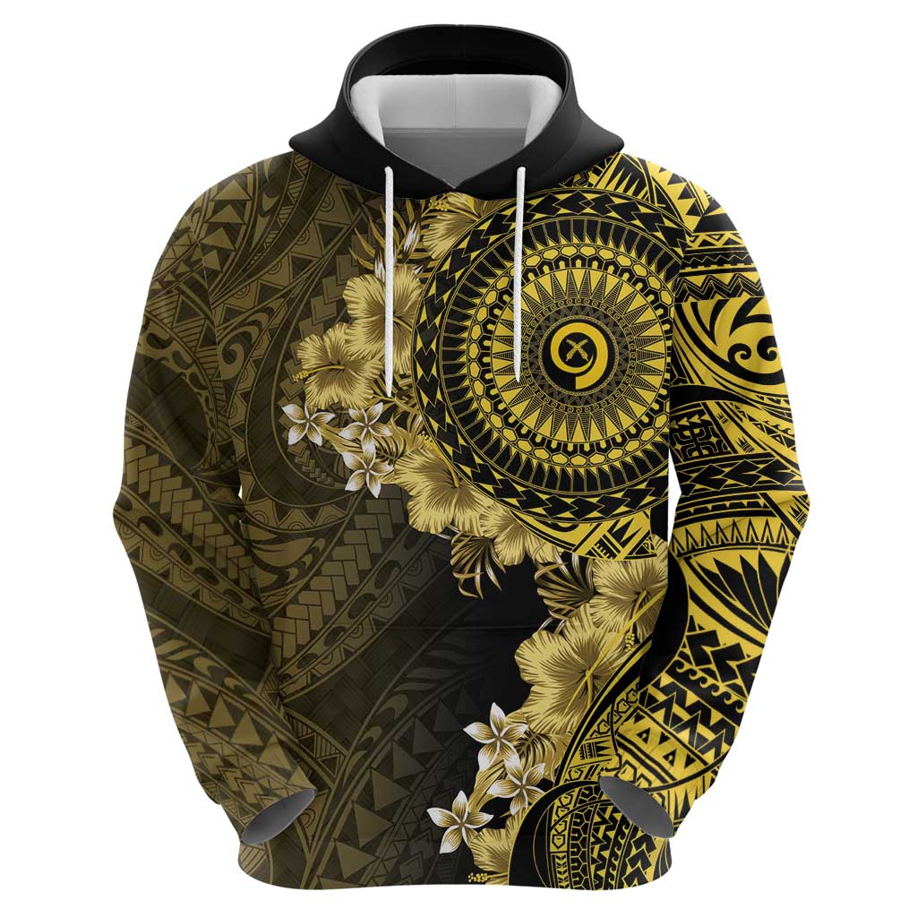 Vanuatu Hoodie Hibisus Polynesian Pattern Gold - Polynesian Pride
