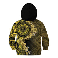 Vanuatu Kid Hoodie Hibisus Polynesian Pattern Gold - Polynesian Pride