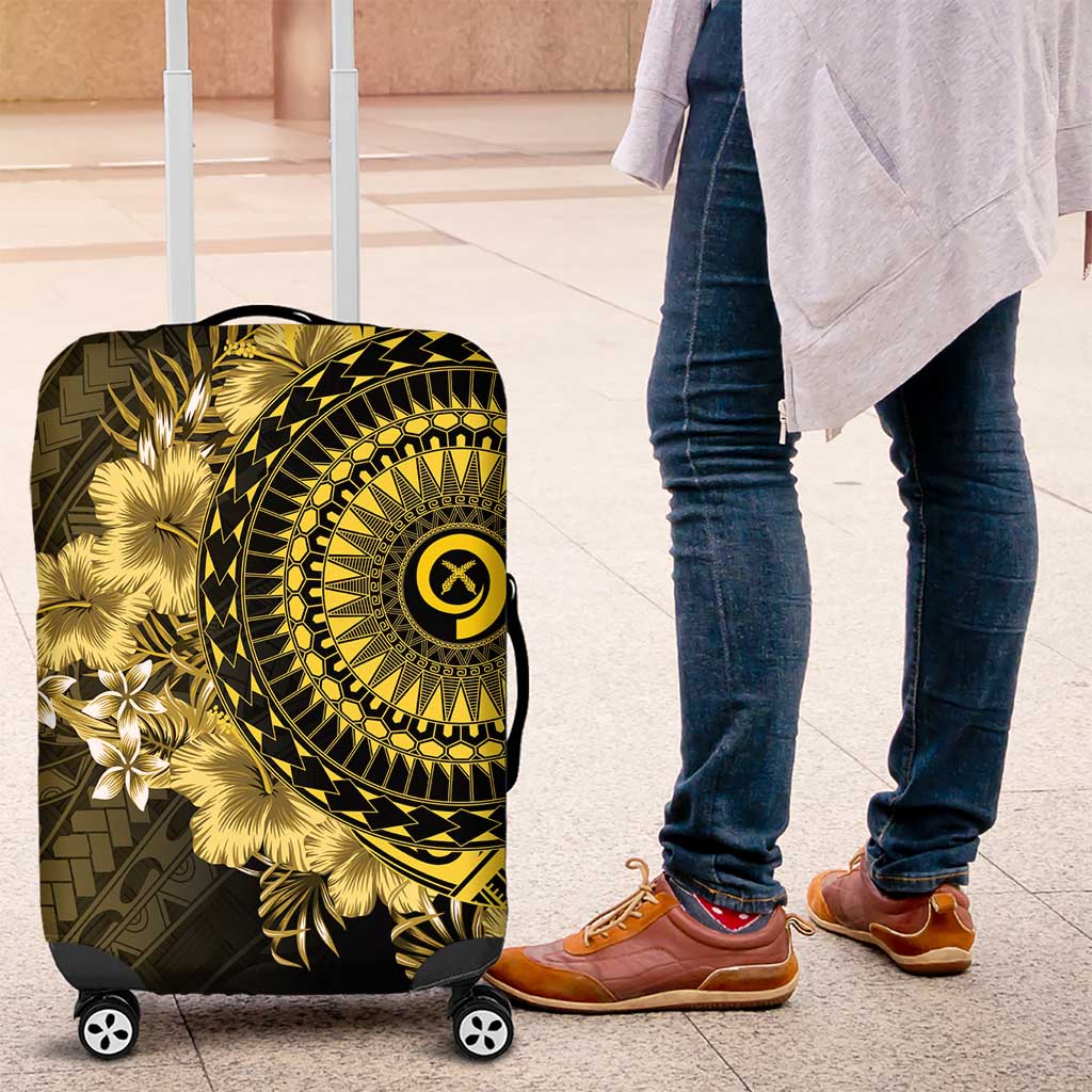 Vanuatu Luggage Cover Hibisus Polynesian Pattern Gold - Polynesian Pride