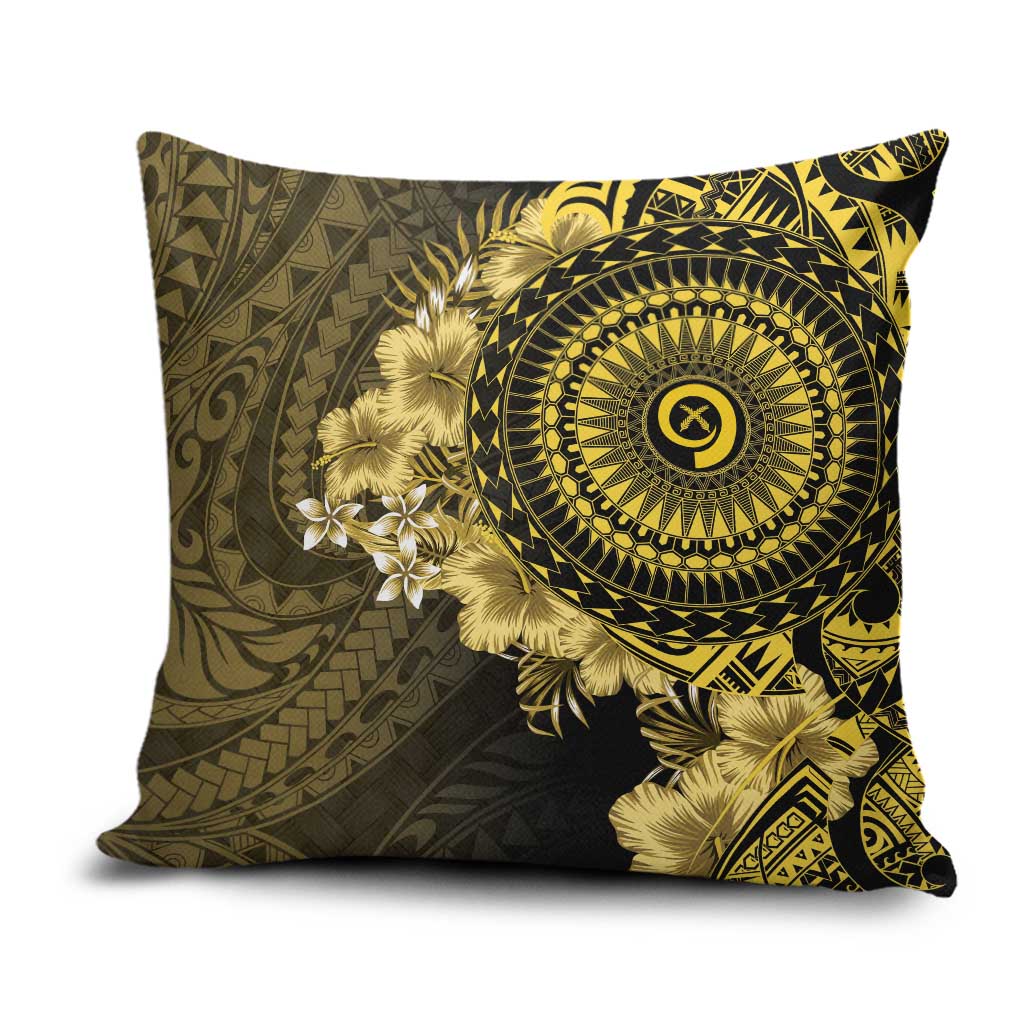 Vanuatu Pillow Cover Hibisus Polynesian Pattern Gold - Polynesian Pride