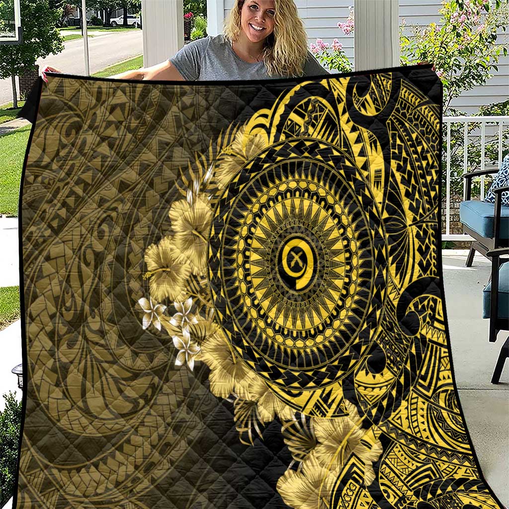 Vanuatu Quilt Hibisus Polynesian Pattern Gold - Polynesian Pride