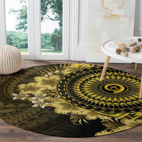 Vanuatu Round Carpet Hibisus Polynesian Pattern Gold - Polynesian Pride
