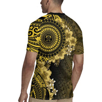 Vanuatu Rugby Jersey Hibisus Polynesian Pattern Gold - Polynesian Pride