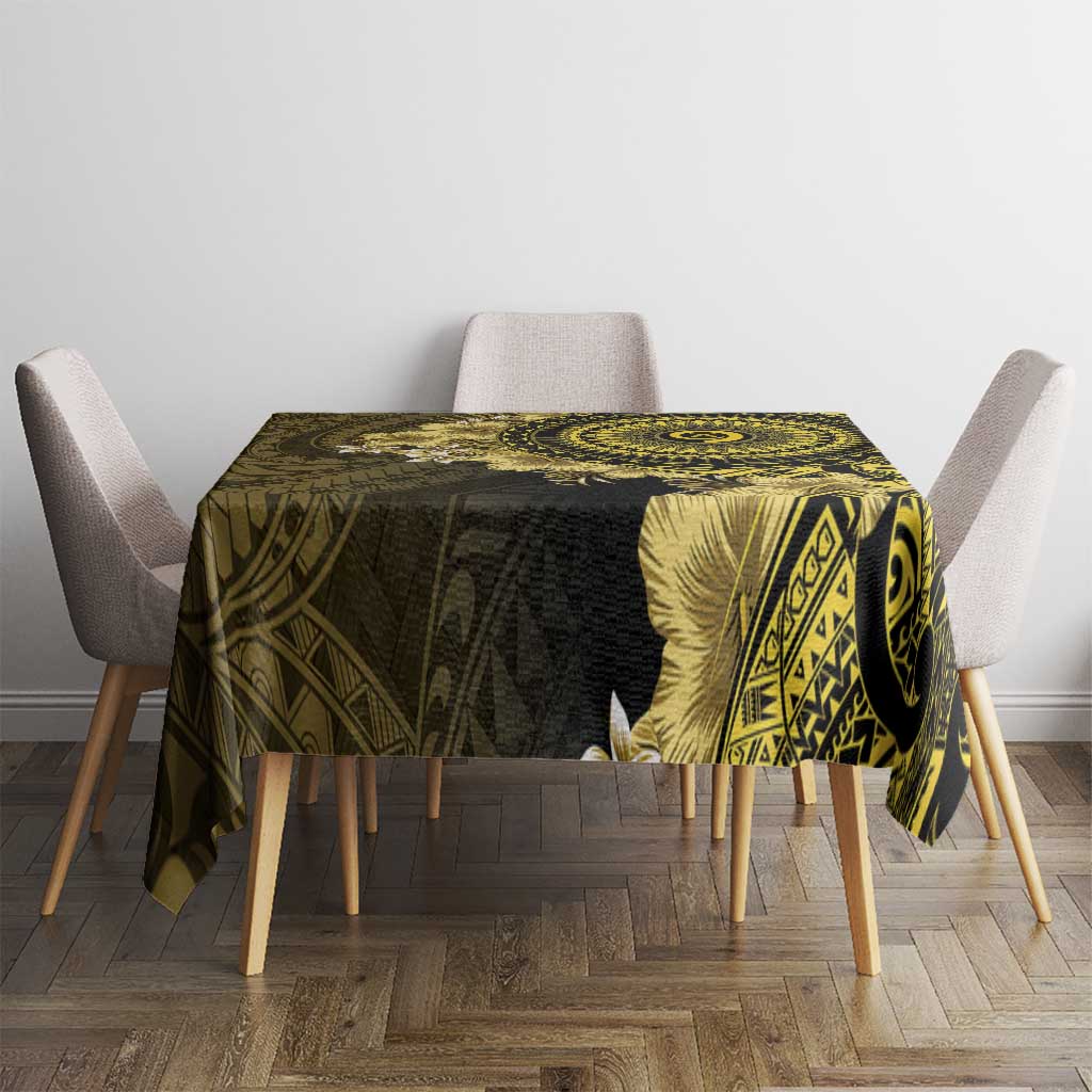 Vanuatu Tablecloth Hibisus Polynesian Pattern Gold - Polynesian Pride