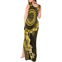 Vanuatu Tank Maxi Dress Hibisus Polynesian Pattern Gold - Polynesian Pride