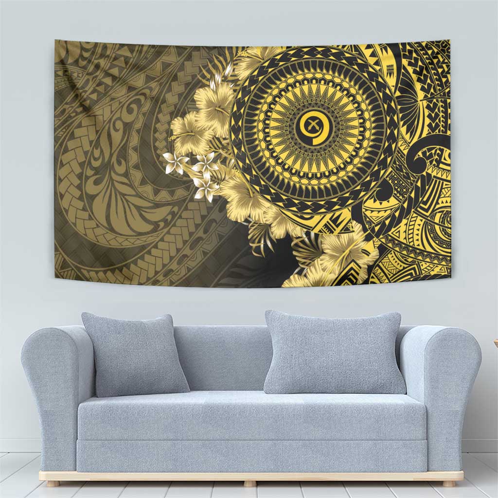 Vanuatu Tapestry Hibisus Polynesian Pattern Gold - Polynesian Pride