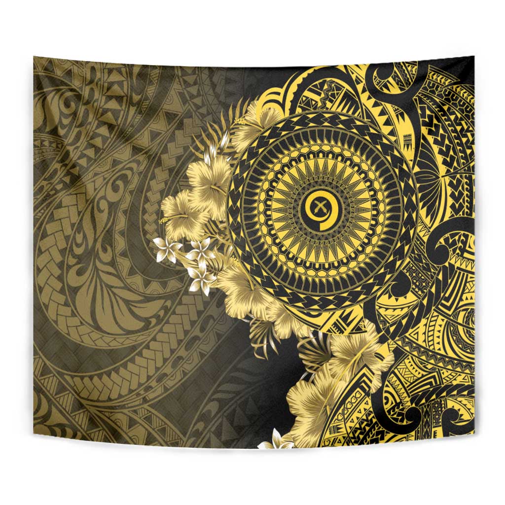 Vanuatu Tapestry Hibisus Polynesian Pattern Gold - Polynesian Pride