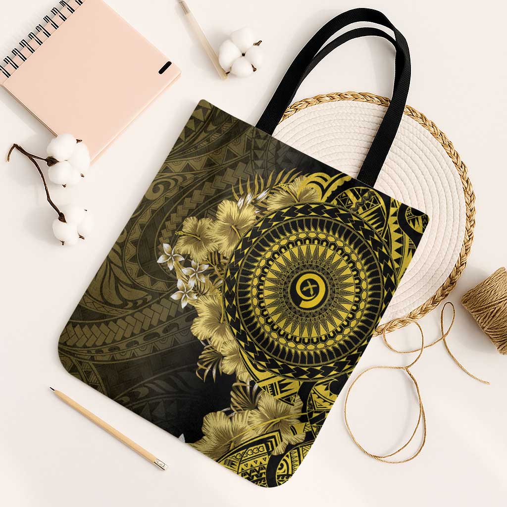 Vanuatu Tote Bag Hibisus Polynesian Pattern Gold - Polynesian Pride