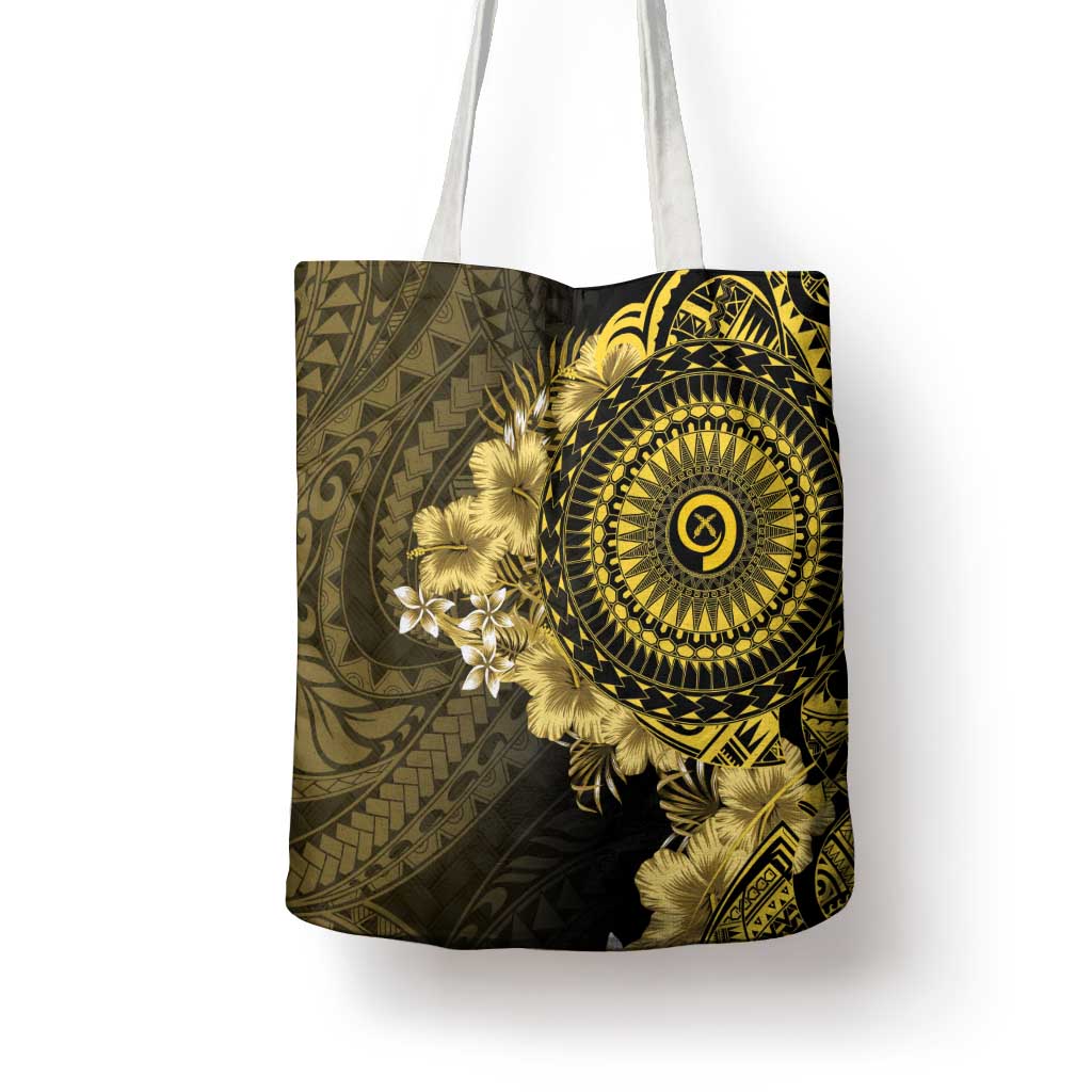 Vanuatu Tote Bag Hibisus Polynesian Pattern Gold - Polynesian Pride
