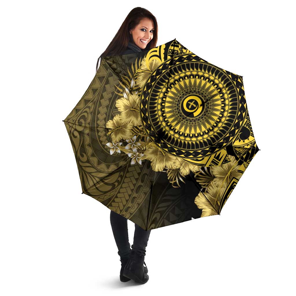 Vanuatu Umbrella Hibisus Polynesian Pattern Gold - Polynesian Pride