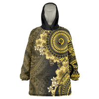 Vanuatu Wearable Blanket Hoodie Hibisus Polynesian Pattern Gold - Polynesian Pride