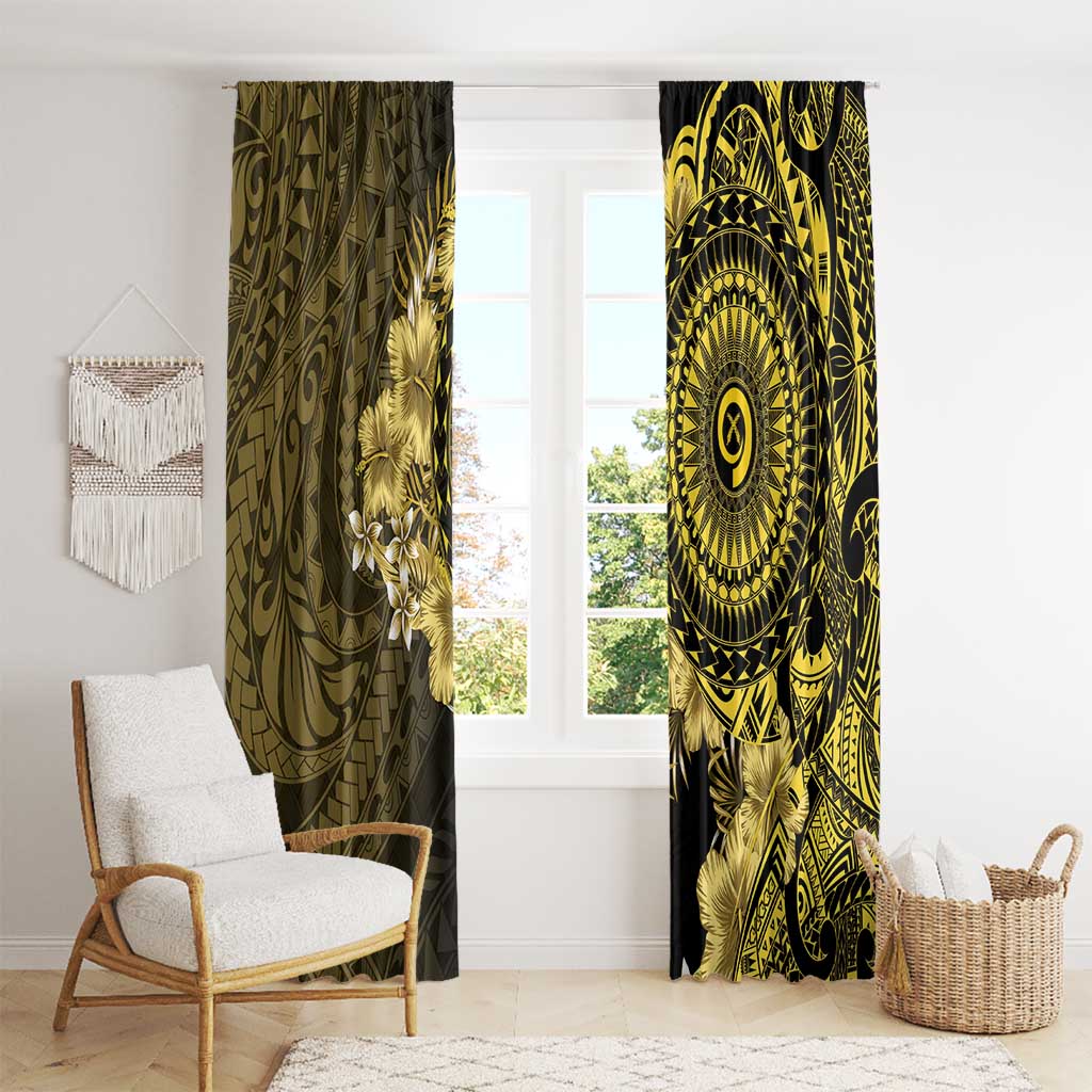 Vanuatu Window Curtain Hibisus Polynesian Pattern Gold - Polynesian Pride
