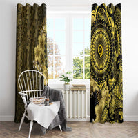 Vanuatu Window Curtain Hibisus Polynesian Pattern Gold - Polynesian Pride