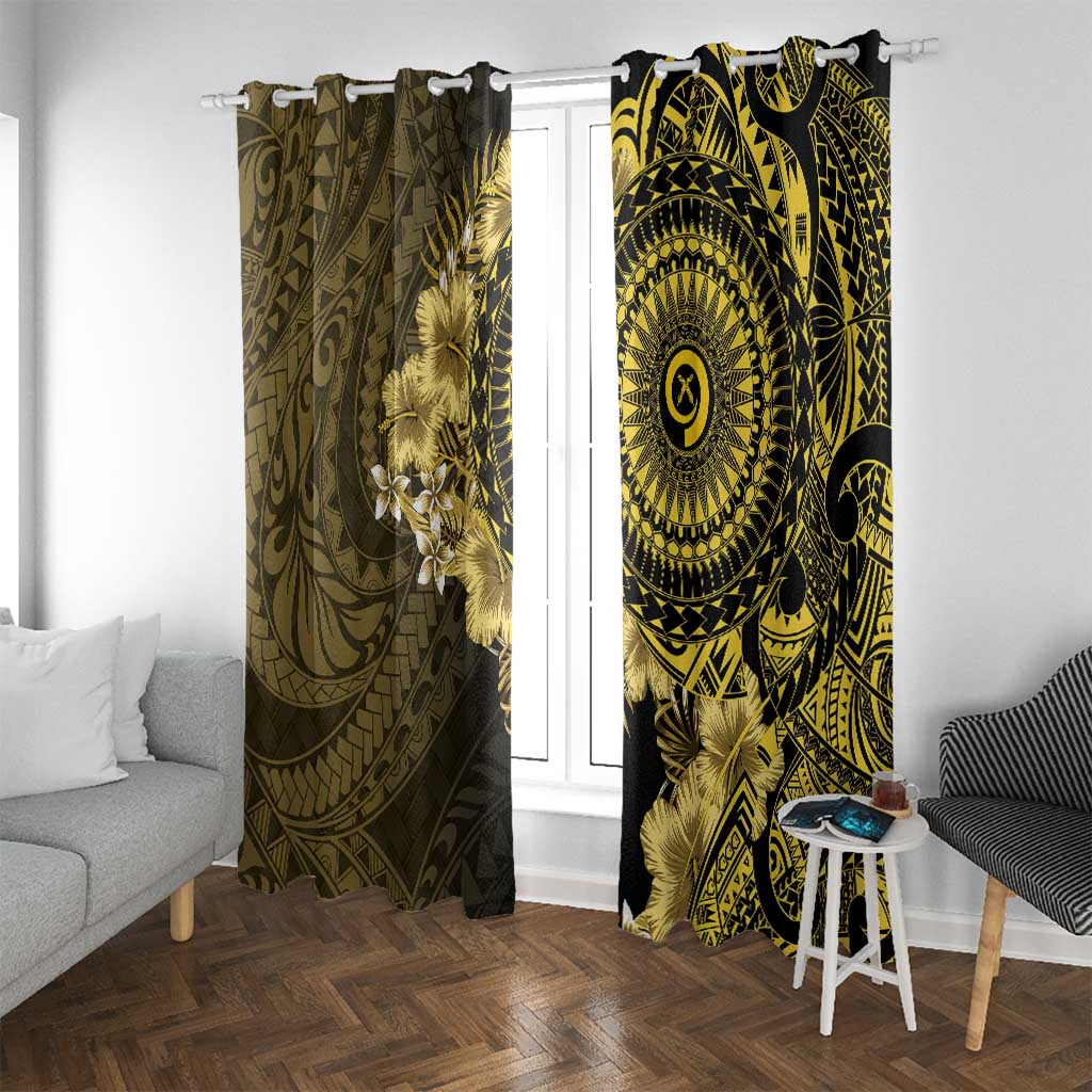 Vanuatu Window Curtain Hibisus Polynesian Pattern Gold - Polynesian Pride