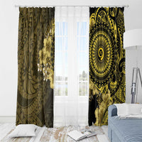 Vanuatu Window Curtain Hibisus Polynesian Pattern Gold - Polynesian Pride