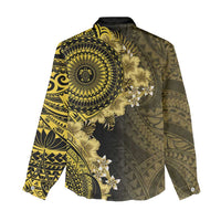 Vanuatu Women Casual Shirt Hibisus Polynesian Pattern Gold - Polynesian Pride