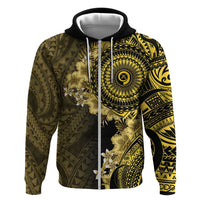 Vanuatu Zip Hoodie Hibisus Polynesian Pattern Gold - Polynesian Pride