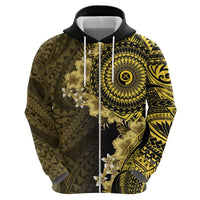 Vanuatu Zip Hoodie Hibisus Polynesian Pattern Gold - Polynesian Pride