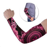 Vanuatu Arm Sleeves Hibisus Polynesian Pattern Pink - Polynesian Pride