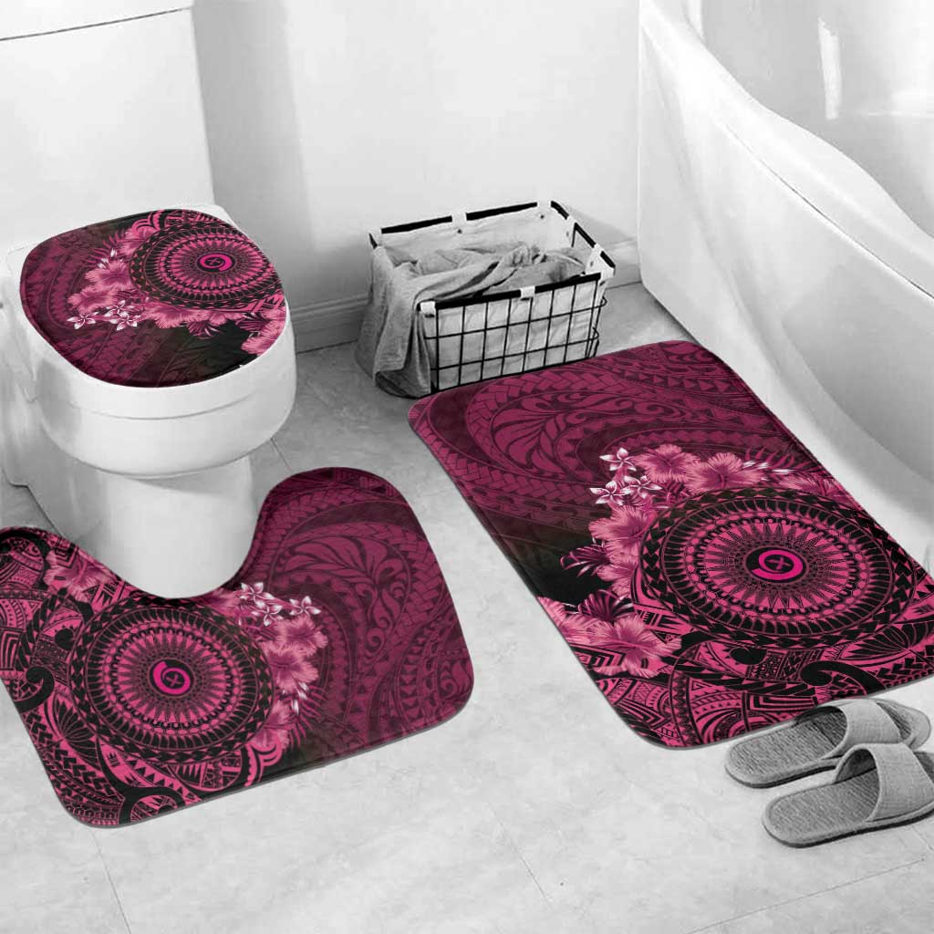 Vanuatu Bathroom Set Hibisus Polynesian Pattern Pink - Polynesian Pride