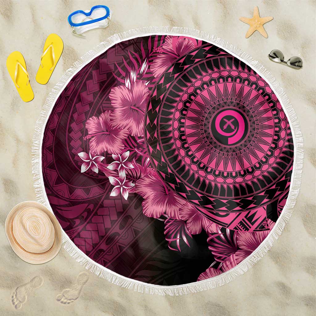 Vanuatu Beach Blanket Hibisus Polynesian Pattern Pink - Polynesian Pride