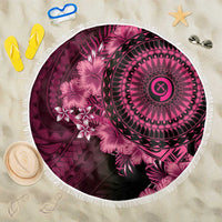Vanuatu Beach Blanket Hibisus Polynesian Pattern Pink - Polynesian Pride