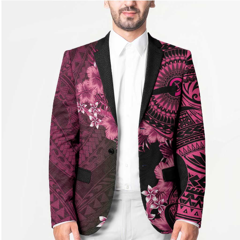 Vanuatu Blazer Hibisus Polynesian Pattern Pink - Polynesian Pride