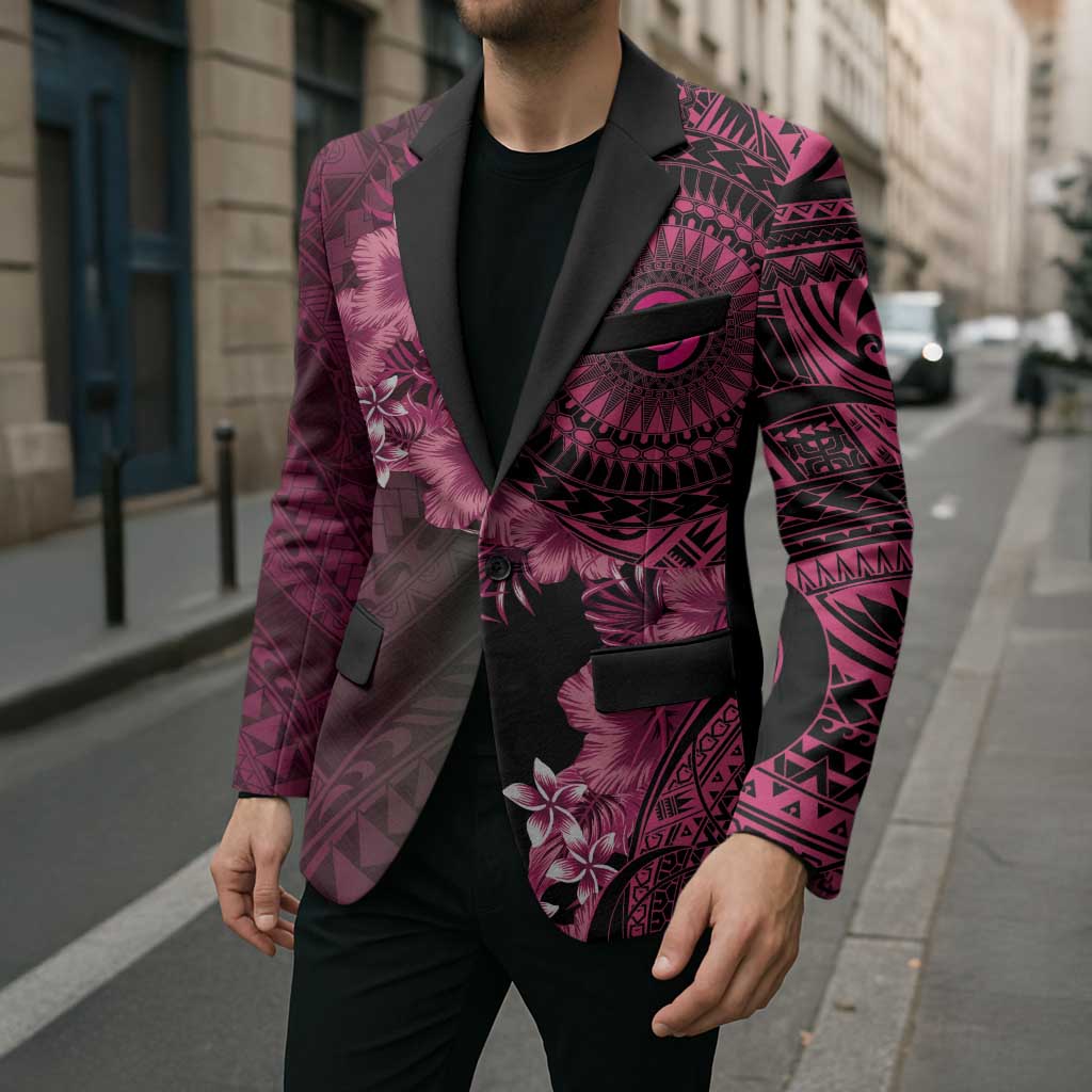 Vanuatu Blazer Hibisus Polynesian Pattern Pink - Polynesian Pride