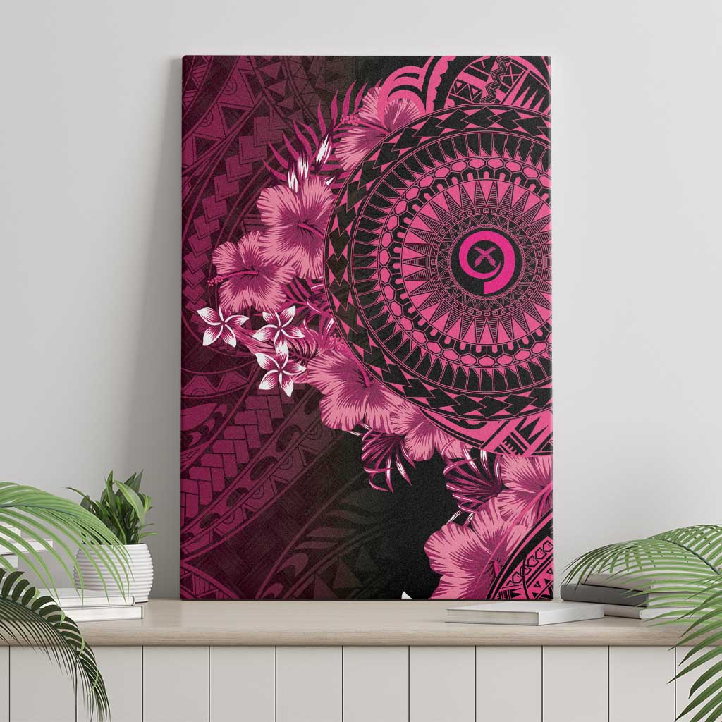 Vanuatu Canvas Wall Art Hibisus Polynesian Pattern Pink - Polynesian Pride