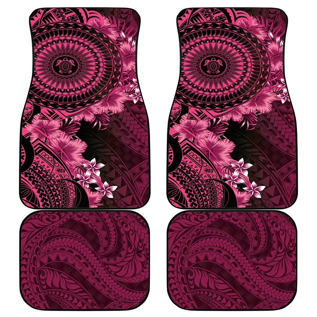Vanuatu Car Mats Hibisus Polynesian Pattern Pink - Polynesian Pride