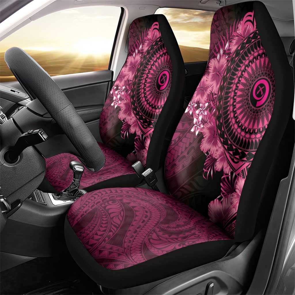 Vanuatu Car Seat Cover Hibisus Polynesian Pattern Pink - Polynesian Pride