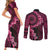 Vanuatu Couples Matching Short Sleeve Bodycon Dress and Long Sleeve Button Shirt Hibisus Polynesian Pattern Pink - Polynesian Pride