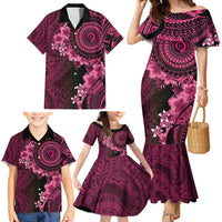 Vanuatu Family Matching Mermaid Dress and Hawaiian Shirt Hibisus Polynesian Pattern Pink - Polynesian Pride