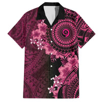 Vanuatu Family Matching Off The Shoulder Long Sleeve Dress and Hawaiian Shirt Hibisus Polynesian Pattern Pink - Polynesian Pride