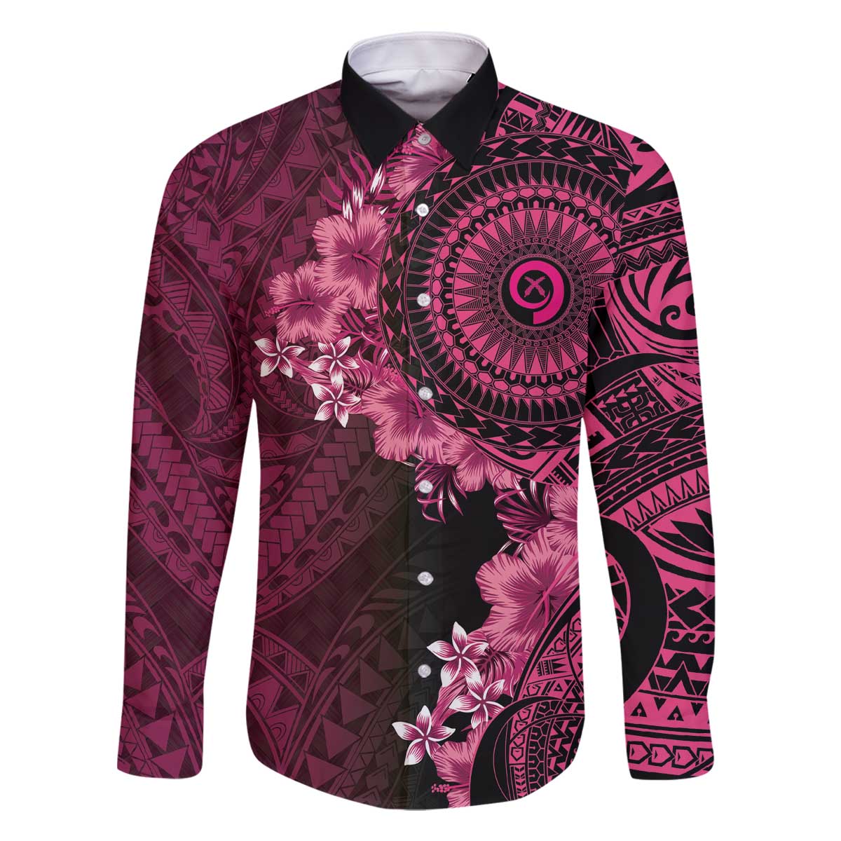 Vanuatu Family Matching Off The Shoulder Long Sleeve Dress and Hawaiian Shirt Hibisus Polynesian Pattern Pink - Polynesian Pride