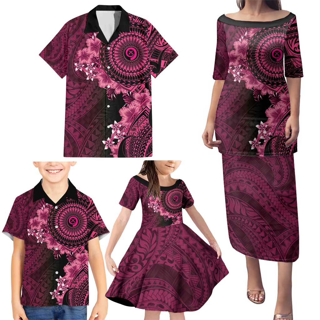 Vanuatu Family Matching Puletasi and Hawaiian Shirt Hibisus Polynesian Pattern Pink - Polynesian Pride