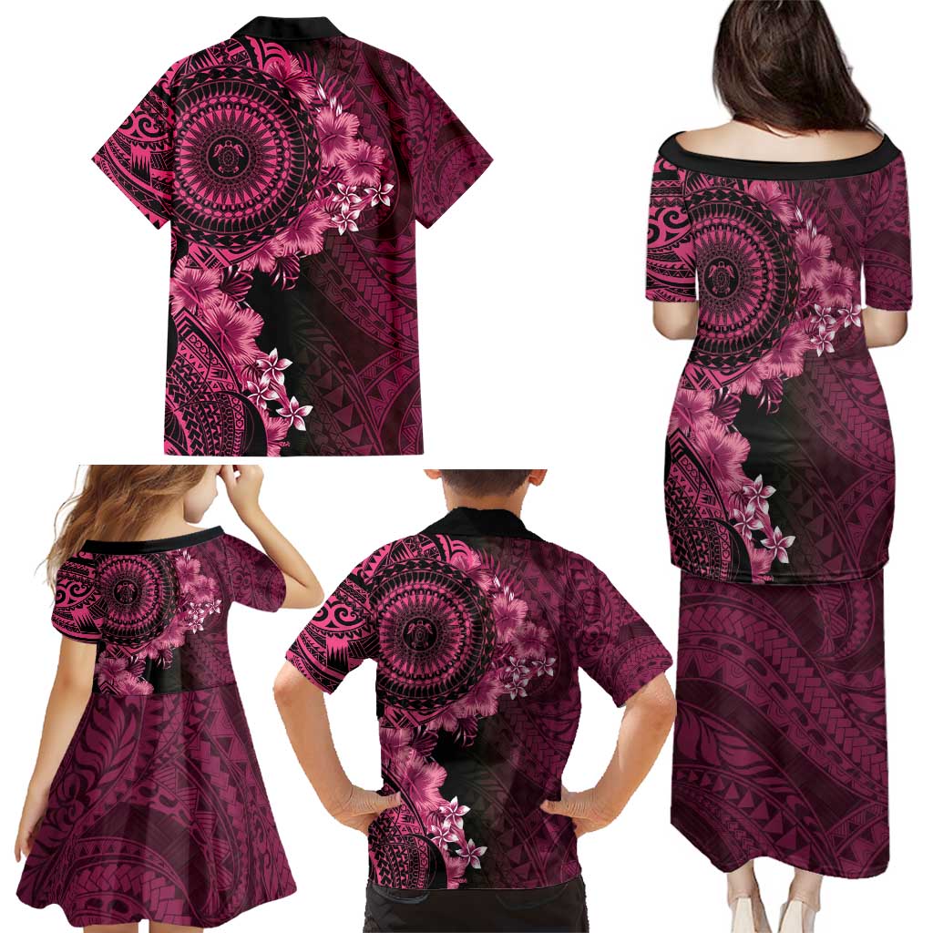 Vanuatu Family Matching Puletasi and Hawaiian Shirt Hibisus Polynesian Pattern Pink - Polynesian Pride