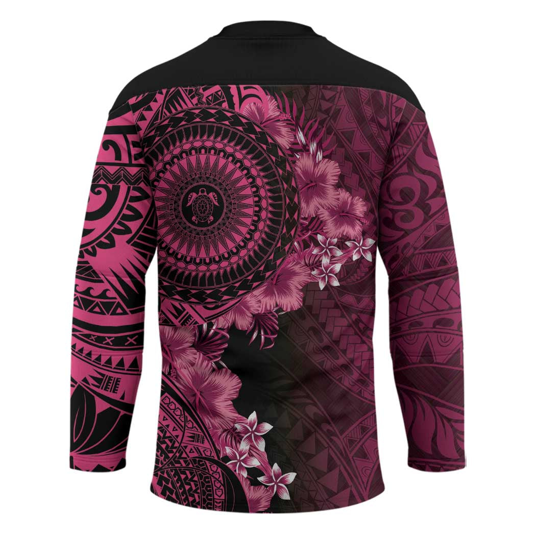 Vanuatu Hockey Jersey Hibisus Polynesian Pattern Pink - Polynesian Pride