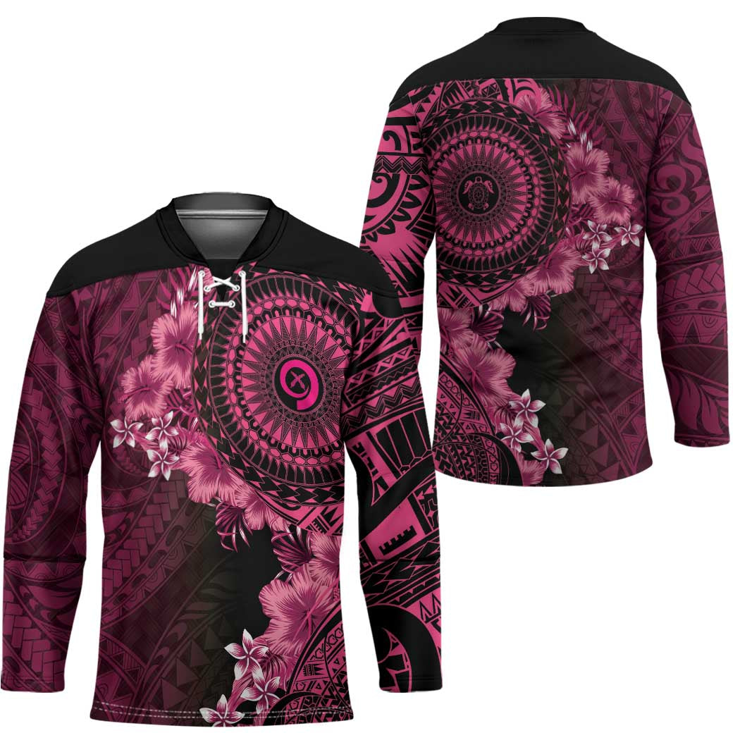 Vanuatu Hockey Jersey Hibisus Polynesian Pattern Pink - Polynesian Pride